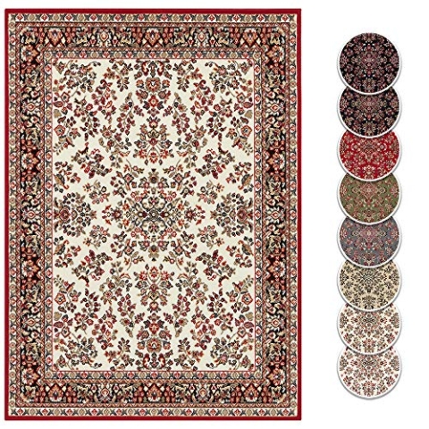 Hanse Home Design Kurzflor Wohnzimmerteppich Orient - Zabul Perser Look, Orientalischer Teppich für Esszimmer, Wohnzimmer, Schlafzimmer - Creme/Rot, 120x160 cm