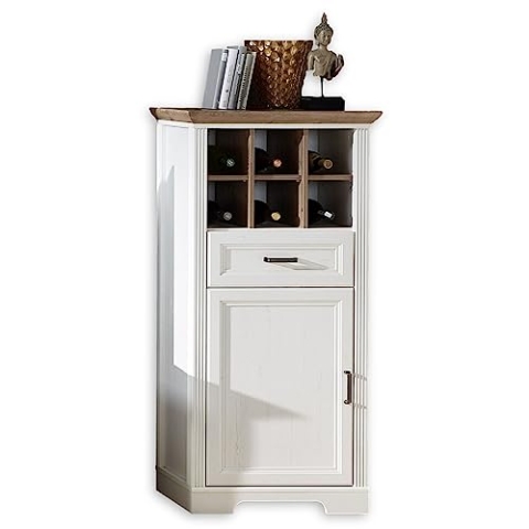 JASMIN Stauraumelement in Pinie hell, Artisan Eiche Optik - Wohnzimmerschrank mit viel Stauraum im Landhausstil - 66 x 136 x 42 cm (B/H/T)