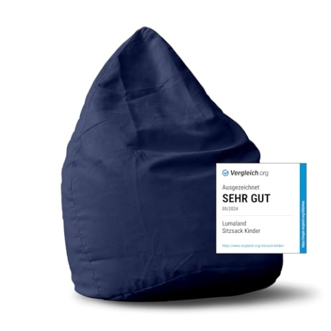 Lumaland Sitzsack Luxury XL Plus 85x65cm | Microvelours Beanbag mit extra weichem & robustem Stoff | Für Erwachsene & Kinder| Ideal geeignet für Kinderzimmer | Sessel & Stuhl Bean Bag [Dunkelblau]