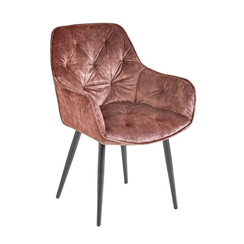 Riess Ambiente Design Stuhl Milano braun Samt mit Chesterfield Steppung Armlehnenstuhl Esszimmerstuhl Polsterstuhl