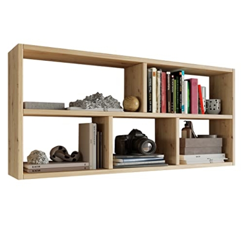 MATKAM TEO Hängeregal in moderner Optik, B113,6 x H50 x T25 cm, Wandregal in verschiedenen Ausführungen erhältlich, für Arbeits-, Wohn-, Schlaf- oder Jugendzimmer (Artisan Eiche)