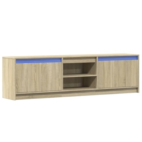 vidaXL TV Schrank mit LED, Fernsehschrank mit Stauraum, Fernsehtisch für Wohnzimmer Schlafzimmer, Lowboard TV Möbel, Sonoma-Eiche Holzwerkstoff