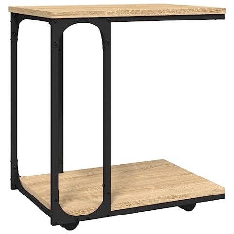 vidaXL Beistelltisch mit Rollen, Tisch mit viel Stauraum, Couchtisch für Wohnzimmer Flur, Sofatisch Flurtisch Telefontisch, Sonoma Eiche Holzwerkstoff