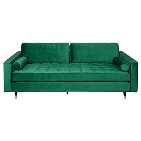 invicta INTERIOR Elegantes Design Sofa Cozy Velvet 225cm smaragdgrün Samt Federkern 3er-Sofa