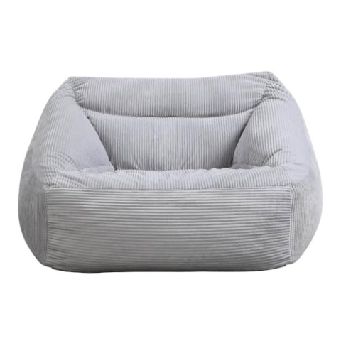 Home Deluxe - Sitzsack Cozy - Stoff: Samt Cord, Farbe: Hellgrau - Maße: 100 x 88 x 80 cm, inkl. Füllung I Sitzmöbel Bean Bag Sitzsäcke