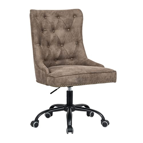 Riess Ambiente Design Bürostuhl Victorian Vintage Vintage Taupe mit Armlehne Stuhl höhenverstellbar mit Leichtlaufrollen