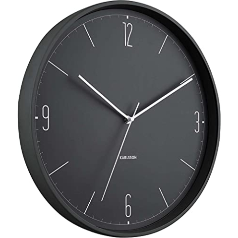 [A] [DL] Wall Clock Numbers & Lines Iron matt Black D.40cm,H.4,5cm, Excl.1 AA, des. Armando Breeveld
