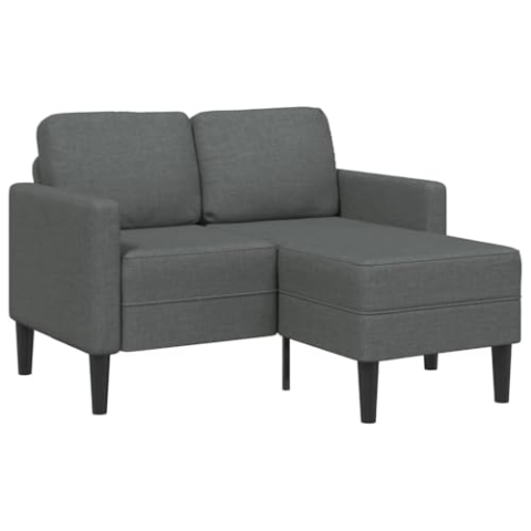 vidaXL 2-Sitzer-Sofa mit Chaiselongue L-Form Dunkelgrau 125 cm Stoff, 2-Sitzer-Sofa für Schlafzimmer, Zweisitzer-Couch