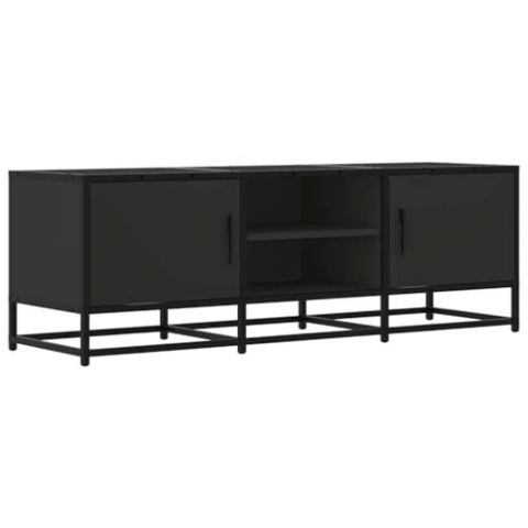 vidaXL TV Schrank, Lowboard für Fernseher, Fernsehtisch mit Stauraum, Fernsehschrank für Wohnzimmer Schlafzimmer, Schwarz Holzwerkstoff Metall