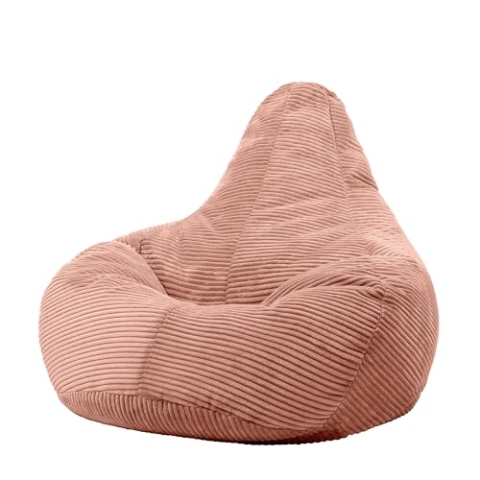 Icon Dalton Sitzsack Cord, Rosa, Gaming Sitzsack Erwachsene mit Füllung, Bean Bag, Cord Sessel, Lounge Sessel, Lounge Stuhl, Schlafzimmer, Wohnzimmer, Wohnzimmer Möbel