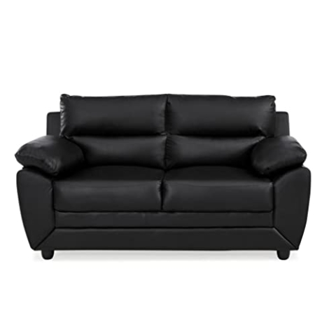 Vente-unique-Sofa 2-Sitzer - Kunstleder - Schwarz - Manoa