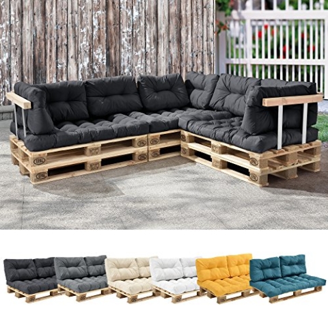 [en.casa] 1x Rückenkissen für Euro-Paletten-Sofa Dunkelgrau Palettenkissen Auflage In/Outdoor Polster Möbel