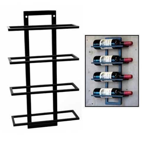 catrinaz® - Weinregal zur Wandmontage – Weinregal – Schwarz matt – Wandhalterung – Hochwertiger Stahl – 4 Flaschen – Modern/Industriell