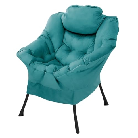 ML-Design Relaxsessel Petrol, Wohnzimmersessel mit Armlehnen & Seitentasche, Fernsehsessel mit Kopfkissen, Loungesessel mit Stahlrahmen, schwarzen Beine, Ohrensessel ergonomisch, Lesesessel gepolstert
