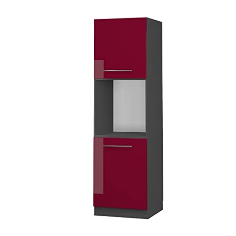 Vicco Herdumbauschrank Fame-Line, Bordeaux Hochglanz/Anthrazit, 60 cm offen