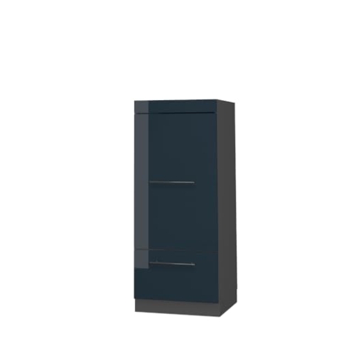 Vicco Mikrowellenschrank Fame-Line, Dunkelblau Hochglanz/Anthrazit, 60 cm