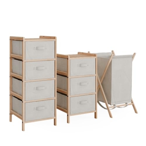 Vicco Badmöbel-Set Bruno, Badezimmerschrank-Set, Beige, 3 Teile