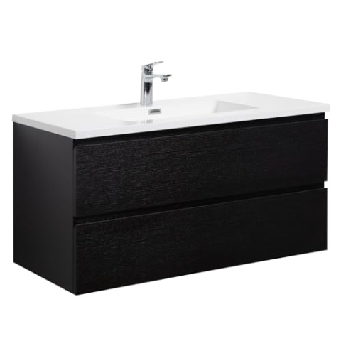 Badezimmer Badmöbel-Set Angela 100cm - Schwarz Holz - Unterschrank Schrank Waschbecken Waschtisch