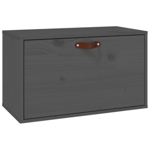 vidaXL Wandschrank, Hängeschrank mit viel Stauraum, Schwebeschrank für Wohnzimmer, TV Schrank Wohnzimmerschrank Holzschrank, Grau Massivholz Kiefer