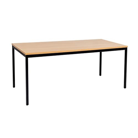 furni24 Schreibtisch-Stahl 180x80x75cm, Buche, TÜV/GS-Einfache Montage, Arbeitstisch, Bürotisch, Küchentisch, Esstisch, Druckertisch Büro-Möbel Arbeitszimmer Computertisch Gaming-Tisch Mehrzwecktisch