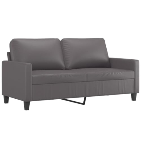 vidaXL Sofa 2-Sitzer, Loungesofa Couch mit Armlehnen Rückenkissen, Wohnzimmersofa Designsofa Metallgestell, Sitzmöbel Zweisitzer, Modern, Grau Kunstleder
