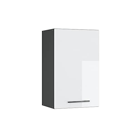 Vicco Hängeschrank Fame-Line, hängender Küchenschrank, Weiß Hochglanz/Anthrazit, 45 cm