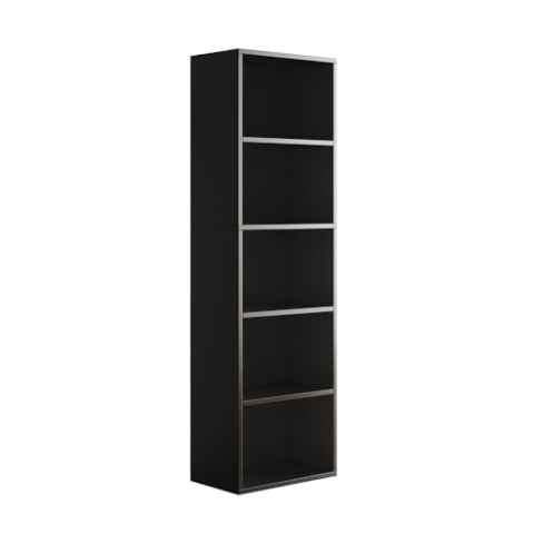 Vicco Bücherregal Bob, Schwarz, 40 x 132 cm mit 5 Fächern