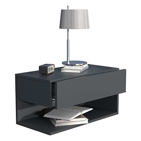 VCM Nachtschrank | Wandschublade | Wandboard | Nachttisch |Maße ca. H. 30 x B. 60 x T. 32 cm - Usal XL 60 cm Anthrazit