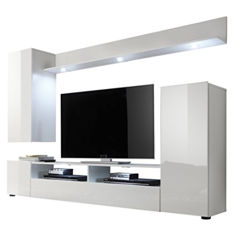 trendteam smart living - Anbauwand Wohnwand - Wohnzimmer - DOS - Aufbaumaß (BxHxT) 208 x 165 x 33 cm - Farbe Weiß Hochglanz - 139694501
