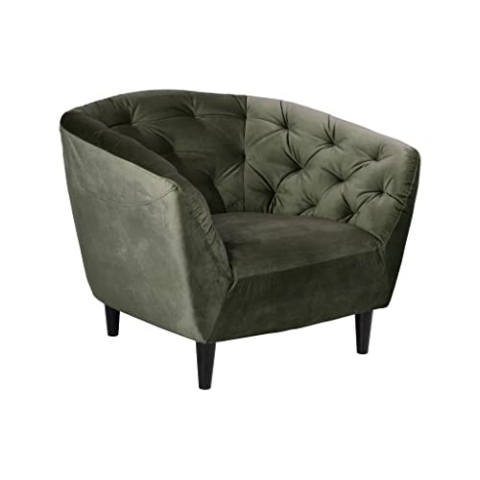 AC Design Furniture Ragnar Bequemer Sessel aus Waldgrünem Samtstoff, Chesterfield Sessel für das Wohnzimmer, B: 97 x H: 76 x T: 90 cm