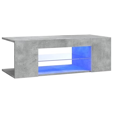 vidaXL TV Schrank mit LED-Leuchten Lowboard Fernsehschrank Fernsehtisch Sideboard HiFi-Schrank TV Möbel Tisch Board Betongrau 90x39x30cm