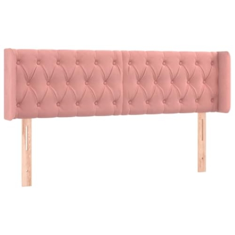 vidaXL Kopfteil mit Ohren Polsterkopfteil Betthaupt Bettkopfteil für Bett Bettgestell Bettzubehör Schlafzimmer Rosa 163x16x78/88cm Samt