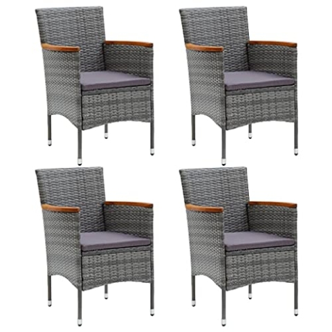 vidaXL Garten-Essstühle 4 STK. Poly Rattan Grau