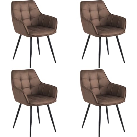 Colenis® - Oriana Esszimmerstuhl - 4er Set - Mikrofaser Braun - Mikrofaserstoff - Industriell