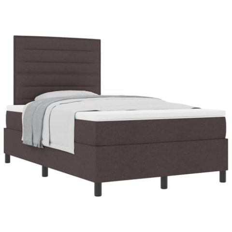 vidaXL Boxspringbett mit Matratze Dunkelbraun Stoff 120X200 cm Modern Polsterung für Schlafzimmer Innenraum Erwachsene Doppel-Schlaflösung Möbel Schoner Bezug Auflagen Taschenmatratzen