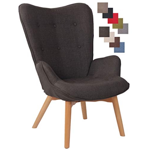 CLP Lounger Durham Mit Stoffbezug I Ohrensessel Mit Buchenholz Gestell I Loungesessel Mit Max. Belastbarkeit Bis 136 kg, Farbe:dunkelgrau