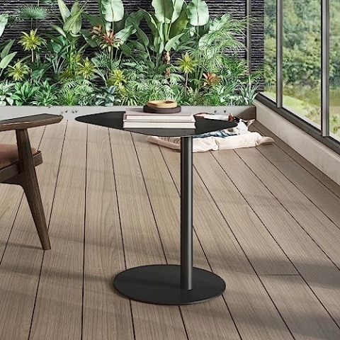 [en.casa] Beistelltisch Nastätten Gartentisch Couchtisch mit Metallgestell Sofatisch modernes Design für Wohnzimmer Schlafzimmer Balkon Terrasse 50x50x38 cm Schwarz, matt