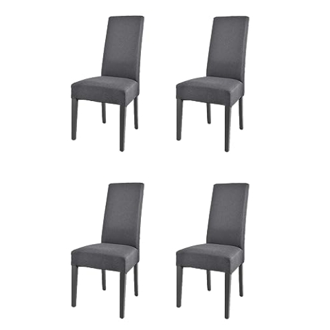 t m c s Tommychairs - 4er Set Moderne Stühle Chiara für Küche und Esszimmer, robuste Struktur aus lackiertem Buchenholz Farbe Dunkelgrau, gepolstert und mit Stoff in der Farbe Dunkelgrau bezogen