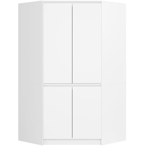 AKORD Eckkleiderschrank Weiß 100 cm 4 Türen 6 Regalböden B100xH50xT180 cm
