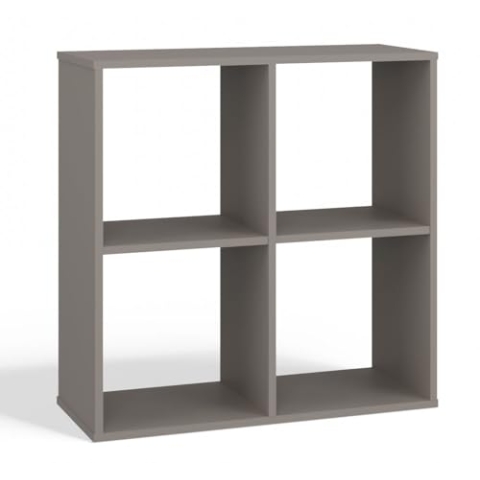 CDF Bücherregal Lehm (grau) – Regal für Bücher, Spielzeug – möbel ideal für Wohnzimmer, Kinderzimmer oder Jugendzimmer – standregal Malax 2x2
