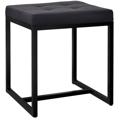 CLP Sitzhocker Barci I Moderner Hocker | Hochwertiger Polsterhocker mit schwarz pulverbeschichteten Eisengestell, Farbe:schwarz, Material:Stoff