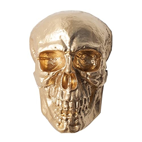 Riess Ambiente Exklusive Totenkopf Wandskulptur Skull XXL 40cm Gold Deko Schädel Totenschädel
