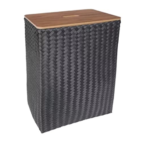 Handed By Grand superb & lid Basket Rectangular Dark Grey superb with Wooden lid