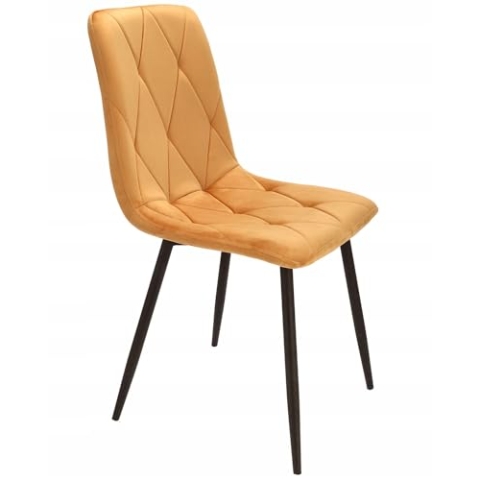 JUMI Modern Esszimmerstuhl PIADO - 44 x 89 x 52 cm, Stühle Esszimmer, Wohnzimmer, Schlafzimmer, Bürostuhl Ohne Armlehne - Schreibtischstuhl, Schminktisch Stuhl - Metallbeine, Samt (Gelb)