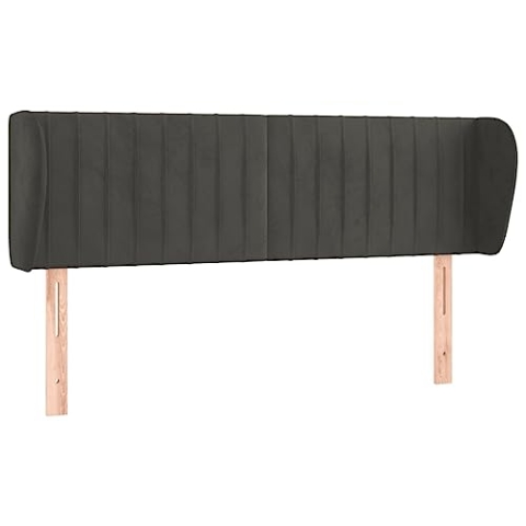 vidaXL Kopfteil mit Ohren Polsterkopfteil Betthaupt Bettkopfteil für Bett Bettgestell Schlafzimmer Bettzubehör Dunkelgrau 147x23x78/88cm Samt