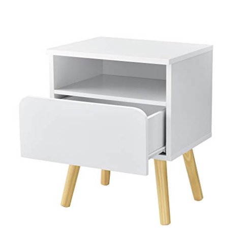 [en.casa] Beistelltisch 'Dargaville' 50 x 40 x 34 cm Kommode Nachttisch Nachtschrank Nachtkommode Ablage Weiß