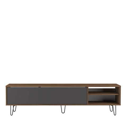 Temahome Elektra A4 Mobile TV, Holz veredelt, Edelstahl, nussholz, 43.5 x 165 x 40 cm