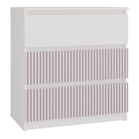 CDF Kommode Malwa M3 | Farbe: Weiß/Rosa | Schrank für Dokumente, Kleinigkeiten | Ideal für Wohnzimmer, Schlafzimmer, Kinderzimmer, Jugendzimmer | 3 geräumige Schubladen | Nachttisch