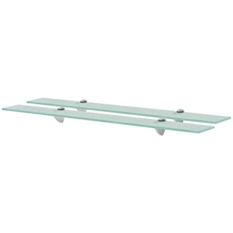 vidaXL 2X Regal Schwebend Wandregal Glasregal Glasboden Glasablage Badablage Wandablage Badregal Ablage Regale Bad Glas 80x10cm 8mm