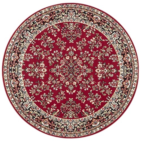 Hanse Home Design Kurzflor Wohnzimmerteppich Orient - Zabul Perser Look, Orientalischer Teppich für Esszimmer, Wohnzimmer, Schlafzimmer - Rot, 140 cm